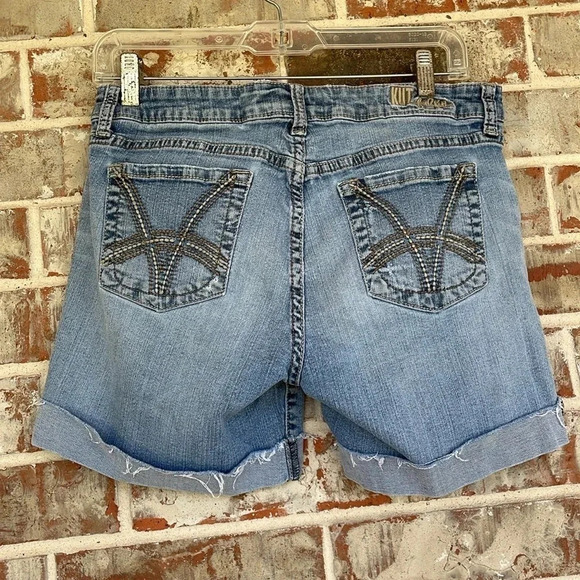 Kut From the Kloth Blue Light Wash Distressed Cuffed Shorts - Picture 6 of 10